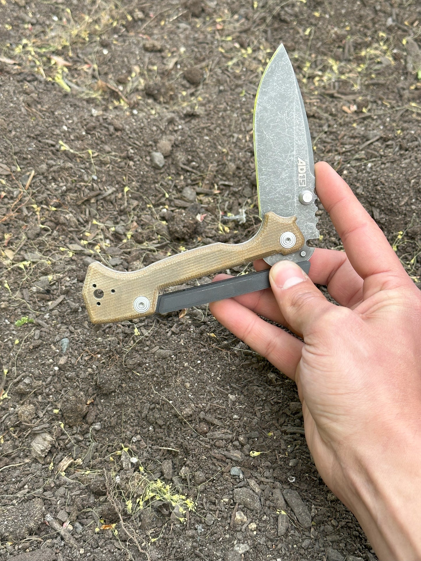 Cold Steel | Demko Knives AD-15 58SQB PRE-OWNED & MODIFIED - Acid Washed (MOD) S35VN Blade & Aftermarket Natural Micarta Handle Scales - Scorpion Lock - Original Packaging | Taiwan