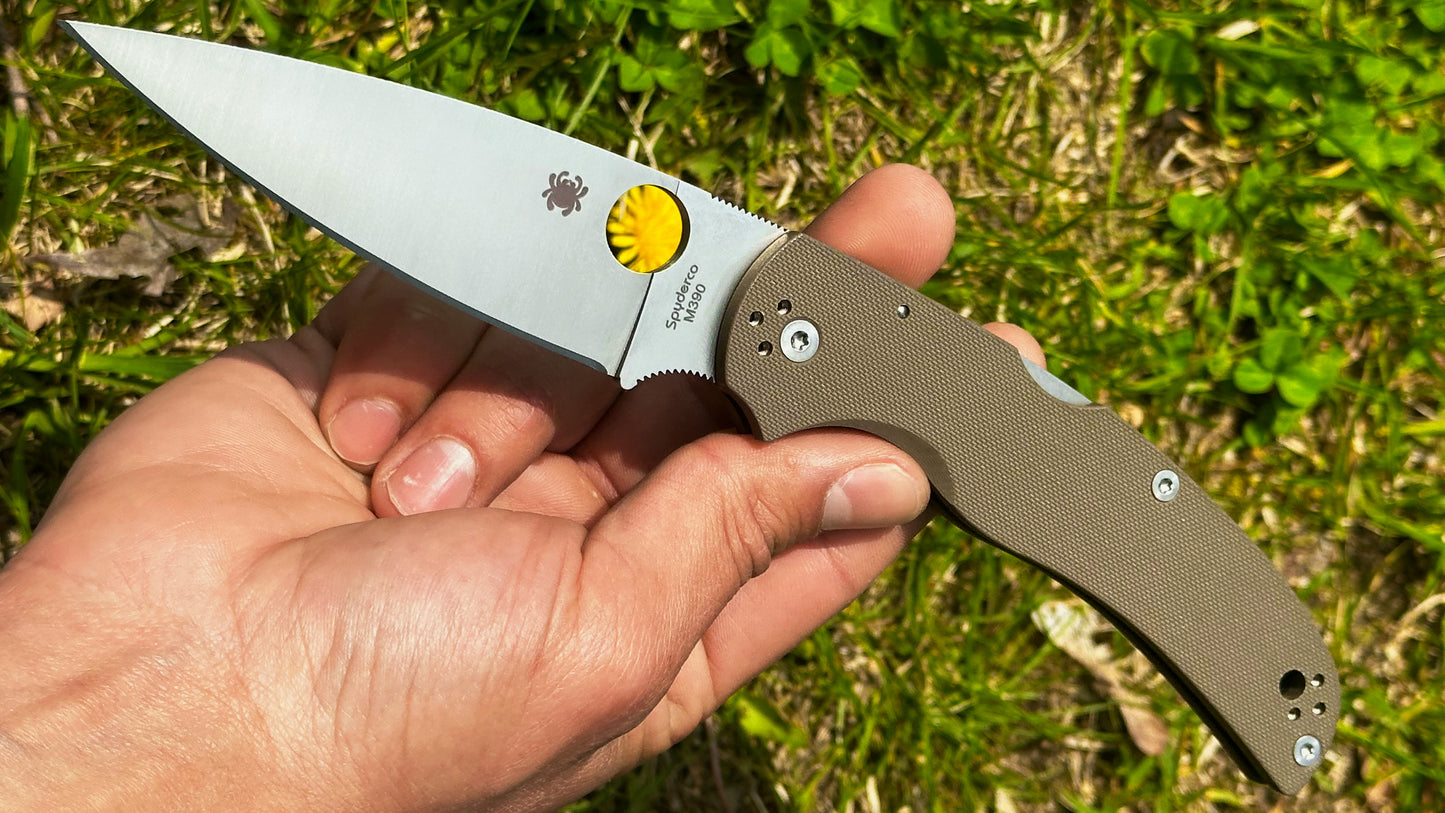 Spyderco Native Chief Sprint Run LNIB C244GPDBN - Satin Bohler M390 Blade & Brown G-10 Handle Scales - Lockback w/ 4.08" Blade & 4-Way Satin Pocket Clip | Made in Golden, Colorado U.S.A. Earth