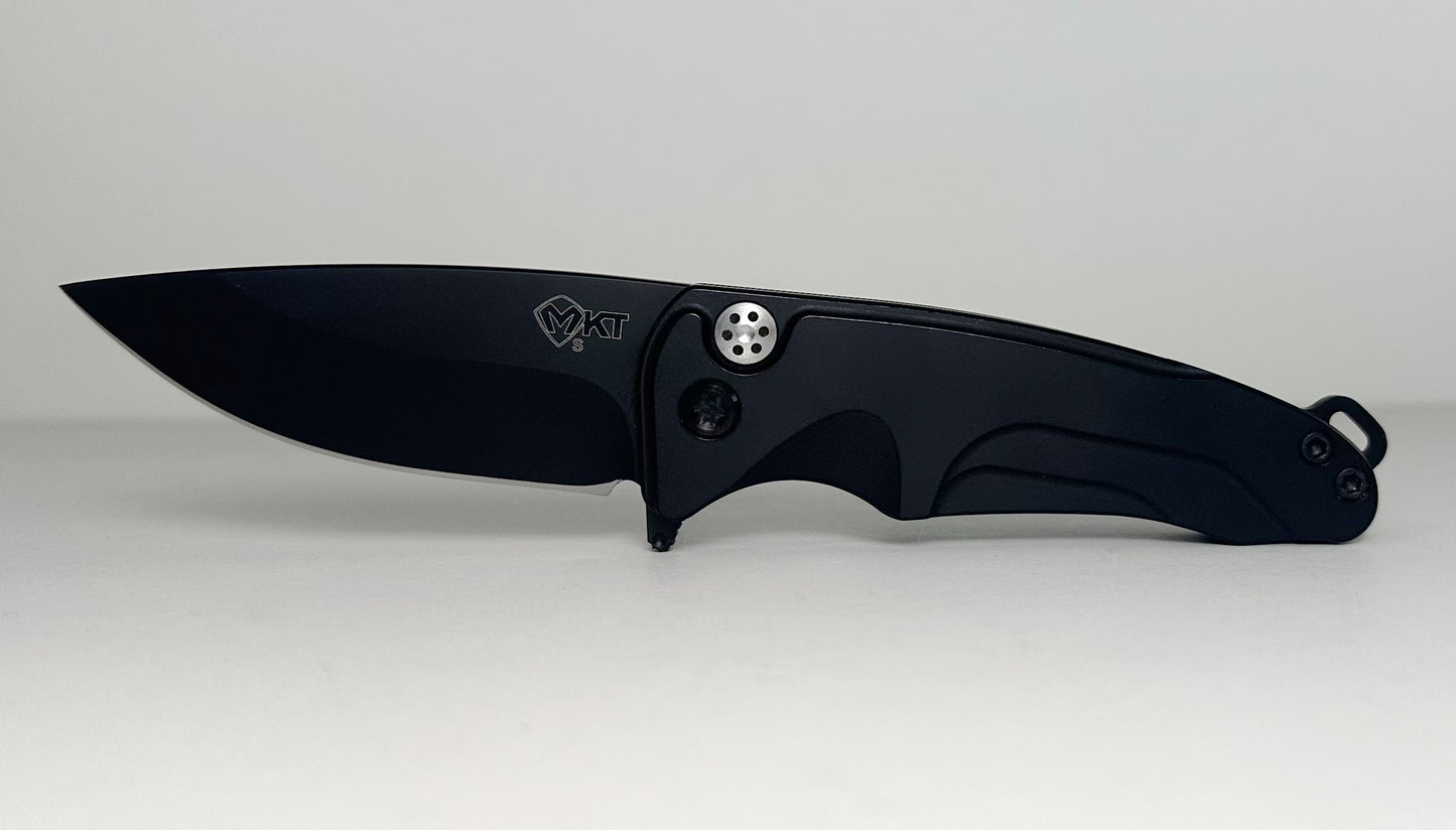 Medford Knife & Tool Smooth Criminal Pre-Owned - Black PVD Coated CPM-S35VN Drop Point Blade & Aluminum Handle - Button Lock w/ Flipper Tab | Made in USA