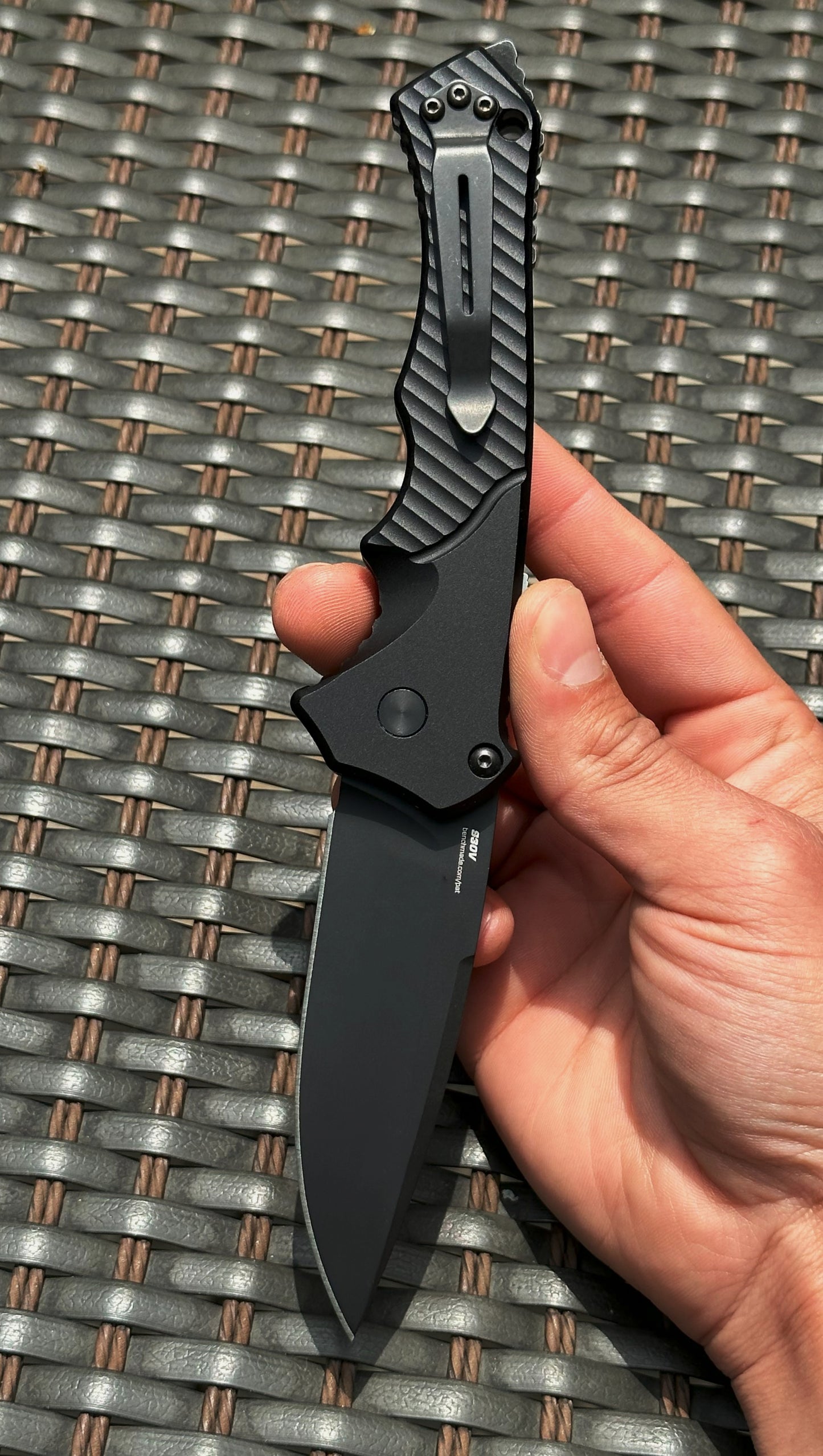 Benchmade Rukus II Automatic 9600BK PRE-OWNED Tactical Black CPM S30V & 6061-T6 Aluminum | Made in USA, 2018
