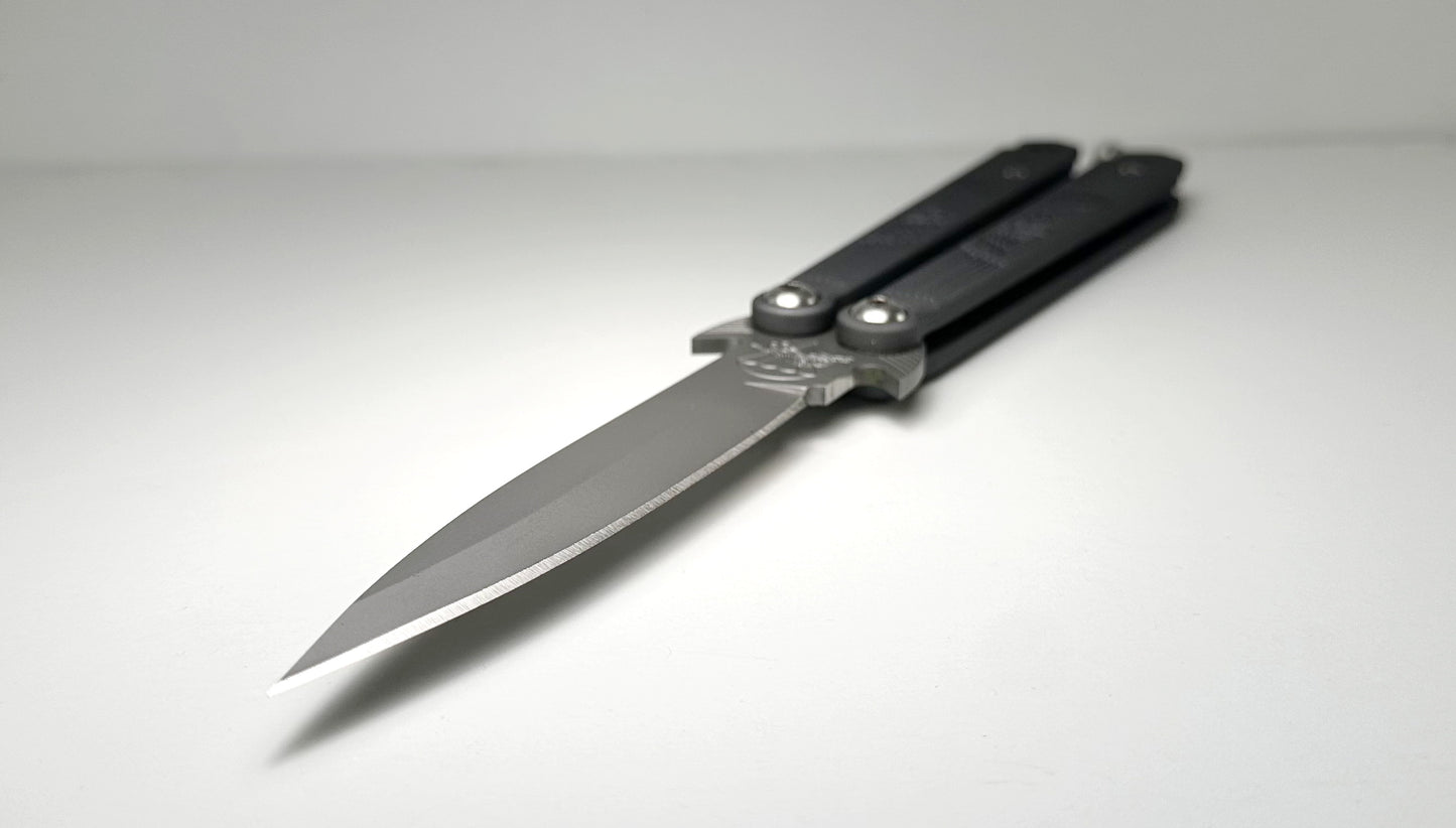 Rob Dalton Wings Bali-Song Pre-Owned Run of 100 NO PACKAGING - Bead Blasted ATS-34 Spear Point Blade & Gray Aluminum Alloy Handles - Locking Ball Latch Lock | Made in USA