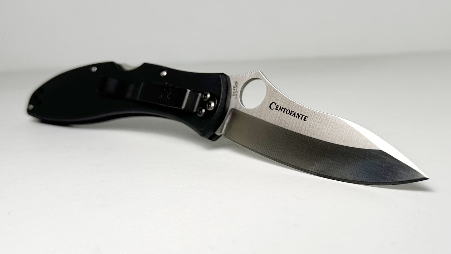 Spyderco Centofante 3 C66PBK3 Pre-Owned -Satin VG-10 Modified Blade & Black FRN Handle Scales - Lockback Manual w/ Round Thumb Hole | Made in Japan