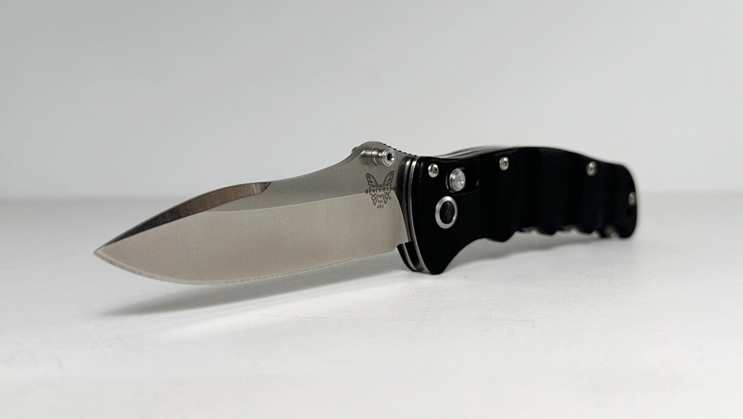 Benchmade Nakamura 484 Pre-Owned - Matte Satin 3.1" Bohler M390 Blade & Black G-10 Handle Scales - AXIS Bar Lock Manual w/ Dual Thumb Studs | Made in USA