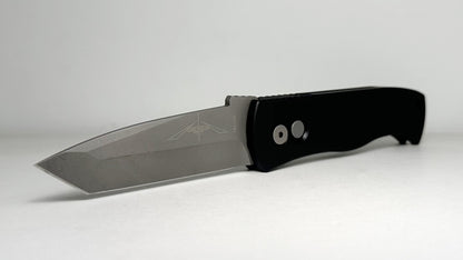 Pro-Tech | Ernest Emerson CQC7 Auto E7T01 Pre-Owned - Bead Blasted 3.25" 154CM Chisel-Ground Tanto Blade & Black Aluminum Handle - Push Button Automatic w/ No Safety | Made in USA
