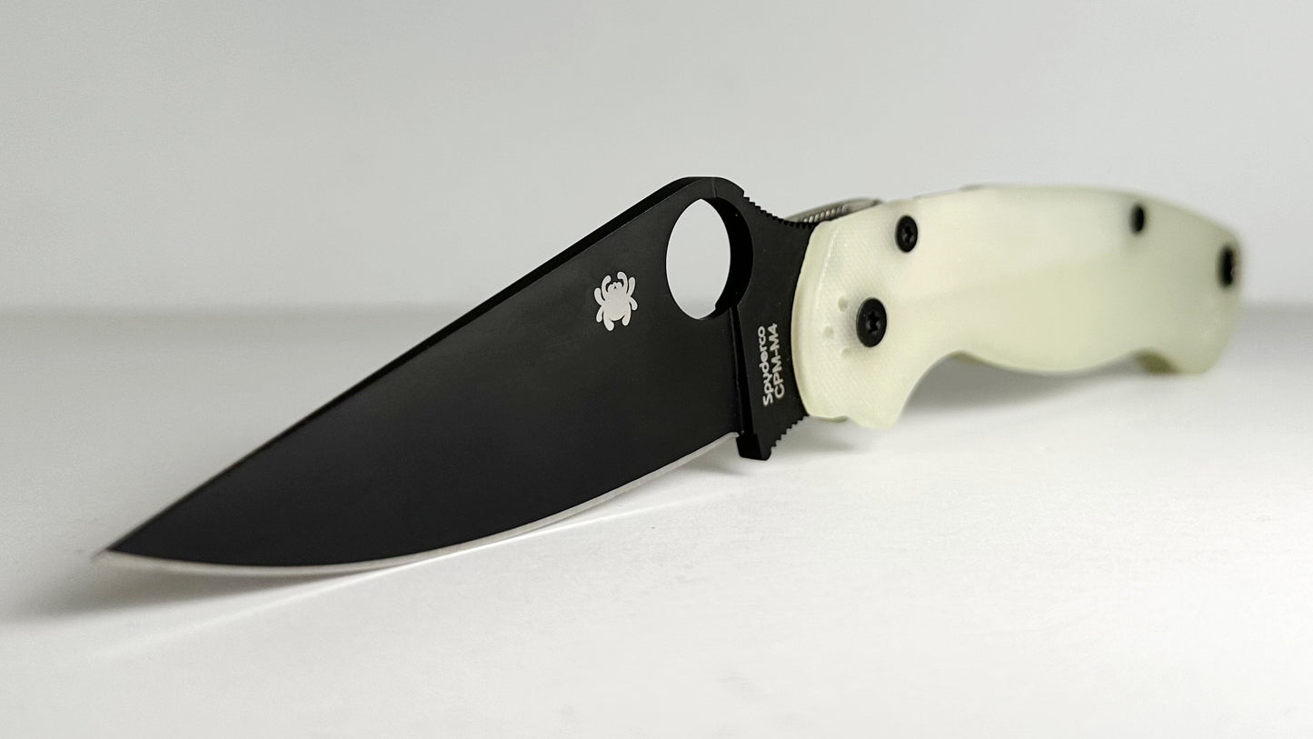 Spyderco Paramilitary 2 C81GM4BKP2 Pre-Owned - Black 3.44" CPM-M4 Leaf-Shaped Blade & Natural Jade G-10 Handle Scales - Compression Lock Manual Folder w/ Round Thumb Hole - BHQ Exc. | Made in USA