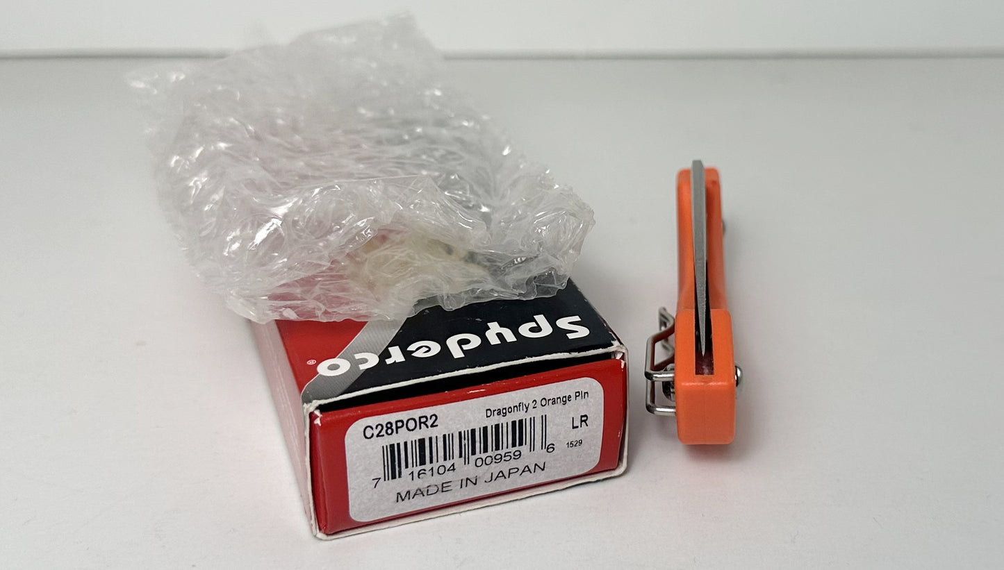 Spyderco Dragonfly 2 C28POR2 Pre-Owned - Satin 2.3" VG-10 Drop Point Blade & Orange FRN Handle Scales - Lockback w/ Round Thumb Hole | Made in Japan