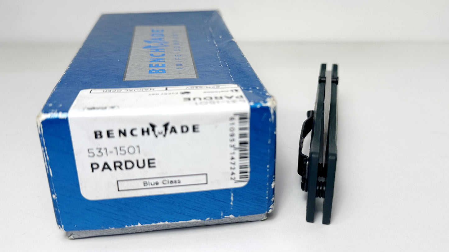 Benchmade Pardue 531-1501 Pre-Owned - Satin CPM-S30V Drop Point Blade & Forest Green G-10 Handle Scales - AXIS Bar-Lock Folder w/ Dual Studs -REI Exclusive | Made in USA