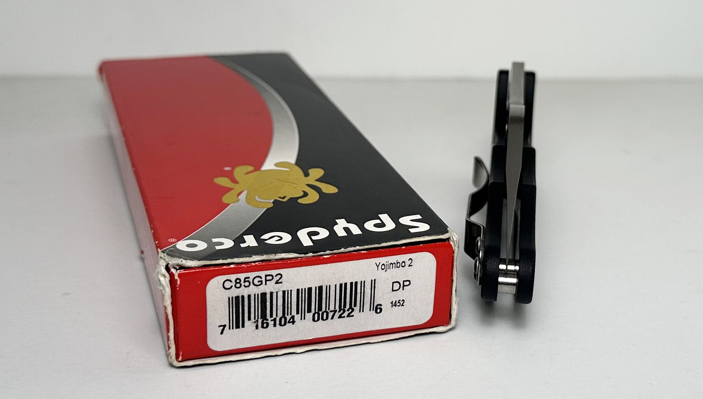 Spyderco Yojimbo 2 C85GP2 Pre-Owned - Satin 3.2" CPM-S30V Wharncliffe Blade & Black G-10 Handle Scales - Compression Lock w/ Round Hole | Made in USA