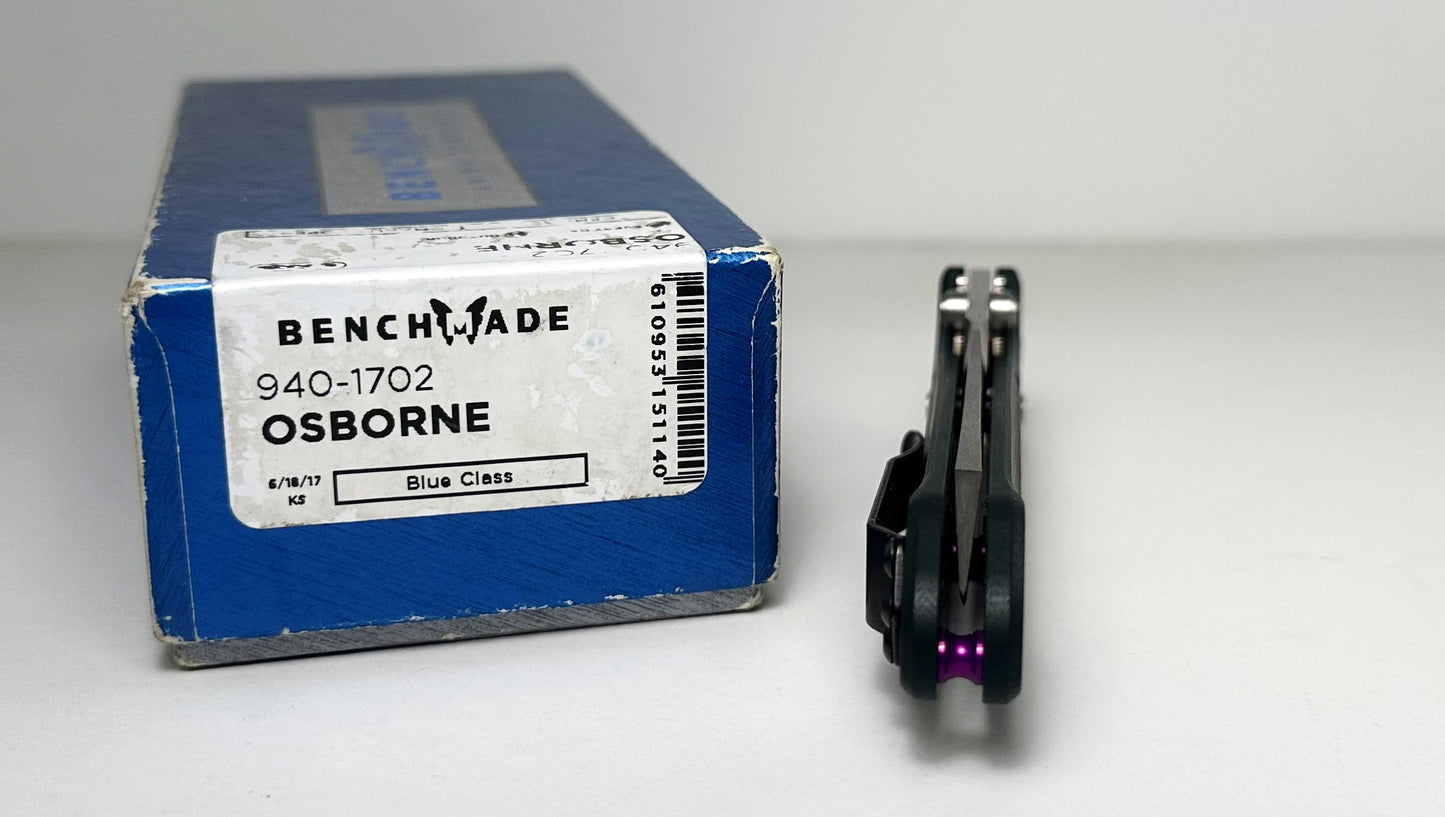 Benchmade Osborne REI Exclusive 940-1702 Pre-Owned - Satin 3.4" CPM-S30V Reverse Tanto Blade & Forest Green G-10 Handle Scales - AXIS Bar Lock Manual | Made in USA