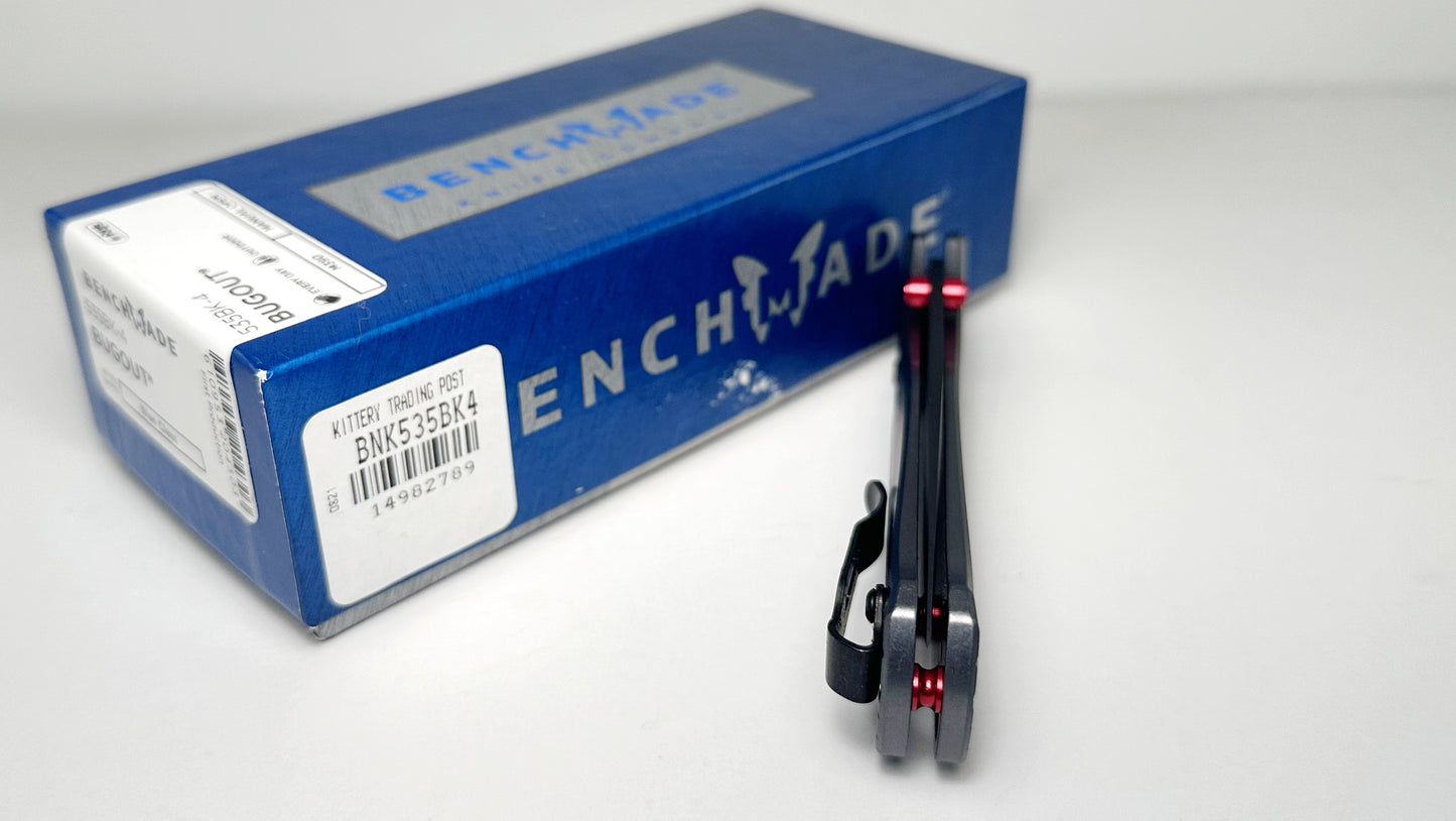 Benchmade Bugout 535BK-4 Pre-Owned First Production - Black Coated 3.24" Bohler M390 Drop Point Blade & Silver Aircraft Aluminum Handle - AXIS Bar Lock Folder | Made in USA