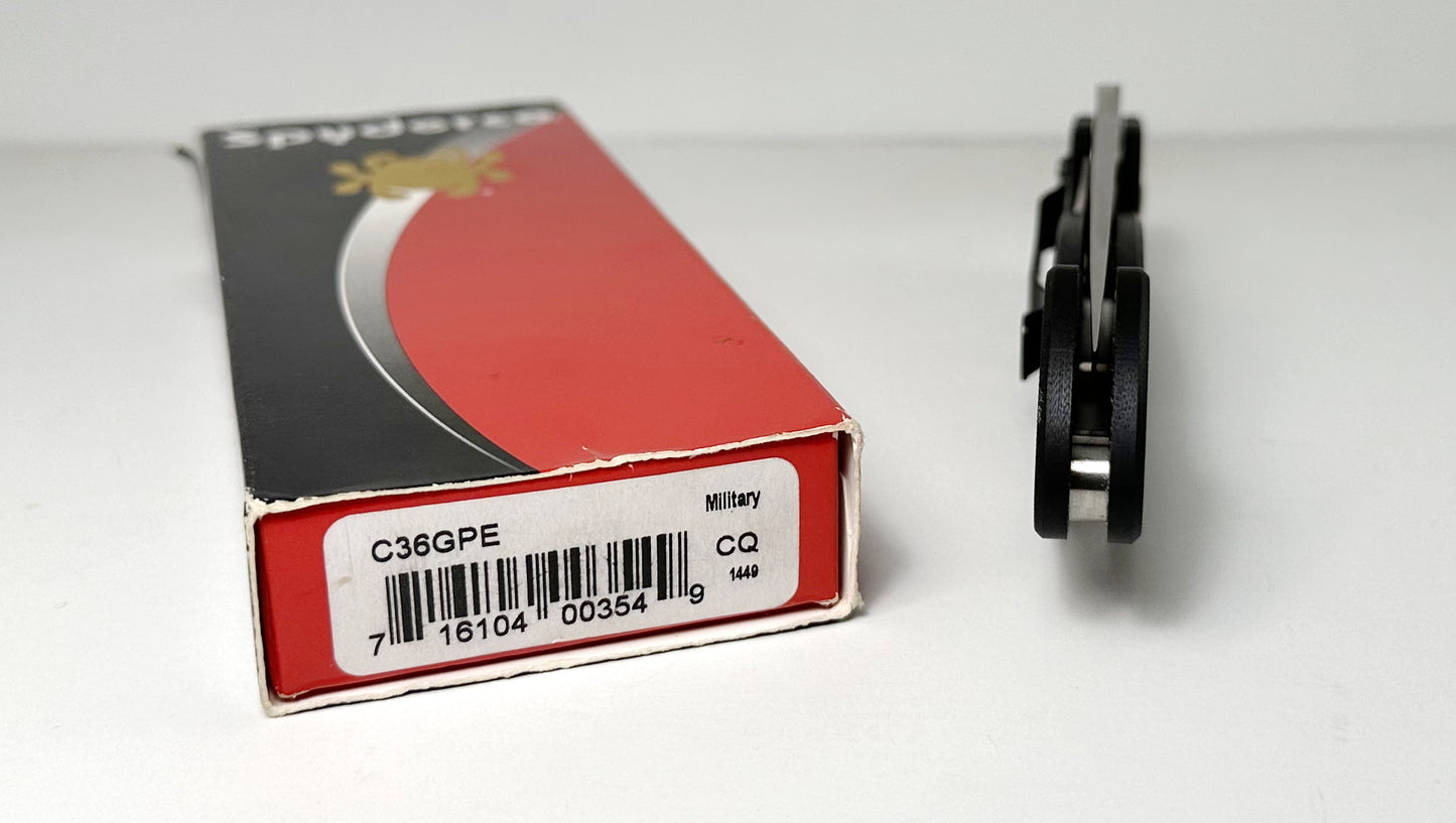 Spyderco Military C36GPE Pre-Owned - Satin 4" CPM-S30V Leaf-Shaped Blade & Black G-10 Handle Scales - Liner Lock Folder w/ Thumb Hole | Made in USA