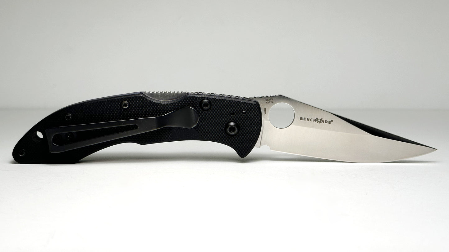 Benchmade | Harley Davidson Mini Pika 13412 Pre-Owned | Satin 9Cr13 Clip Point Blade & Black G-10 Handle - Lockback w/ Round Hole | Made in China