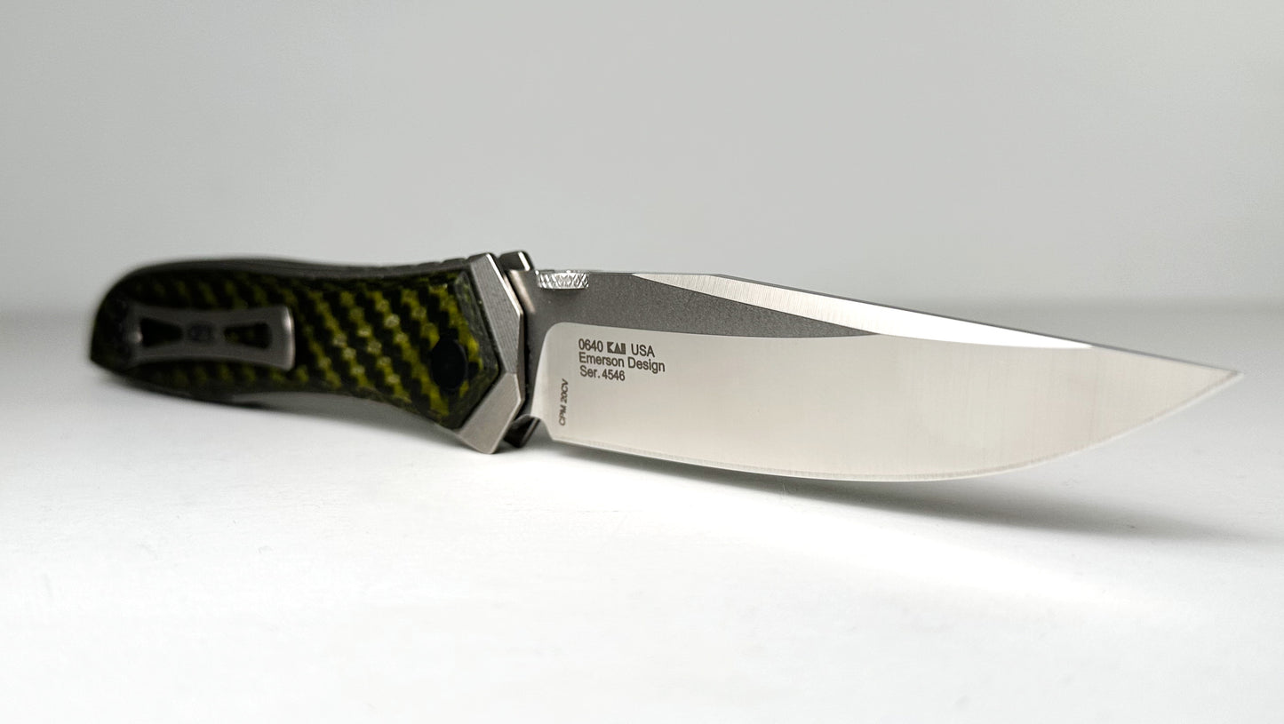 Zero Tolerance | Ernest Emerson 0640 Pre-Owned LNIB - Satin 3.75" CP20CV Drop Point Blade & Titanium Handle w/ Carbon Fiber Overlays - Frame Lock Folder w/ Thumb Disk | Made in USA