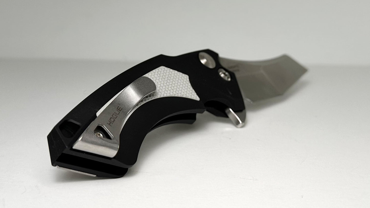 Hogue Knives X5 Manual Flipper Limited Edition 34566-LIM LNIB - Tumbled 3.5" CPM-154 Wharncliffe Blade & Black Aluminum Handle w/ Gray G-10 Inlay - Manual Button Lock Flipper - S/N 24 of 60