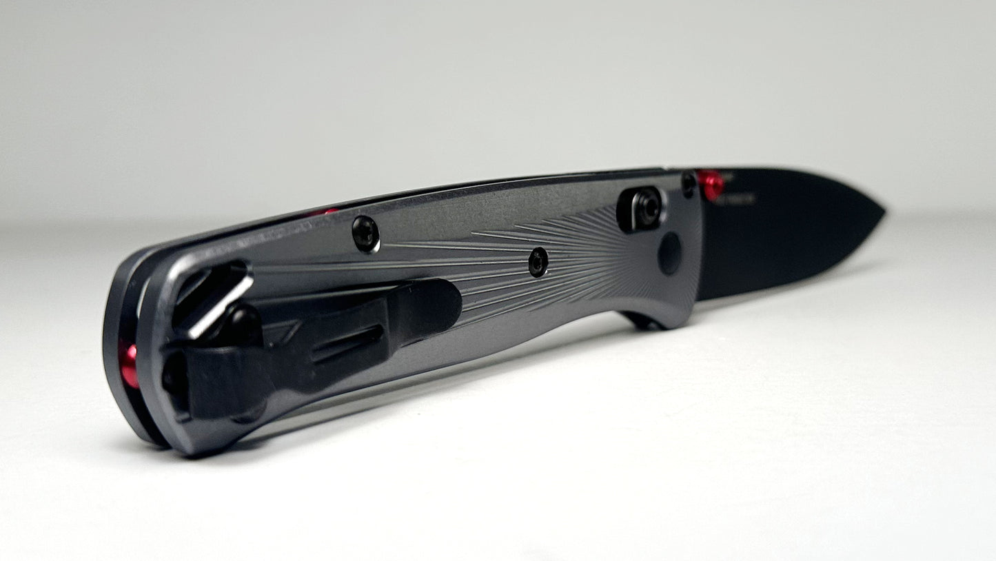 Benchmade Bugout 535BK-4 Pre-Owned First Production - Black Coated 3.24" Bohler M390 Drop Point Blade & Silver Aircraft Aluminum Handle - AXIS Bar Lock Folder | Made in USA