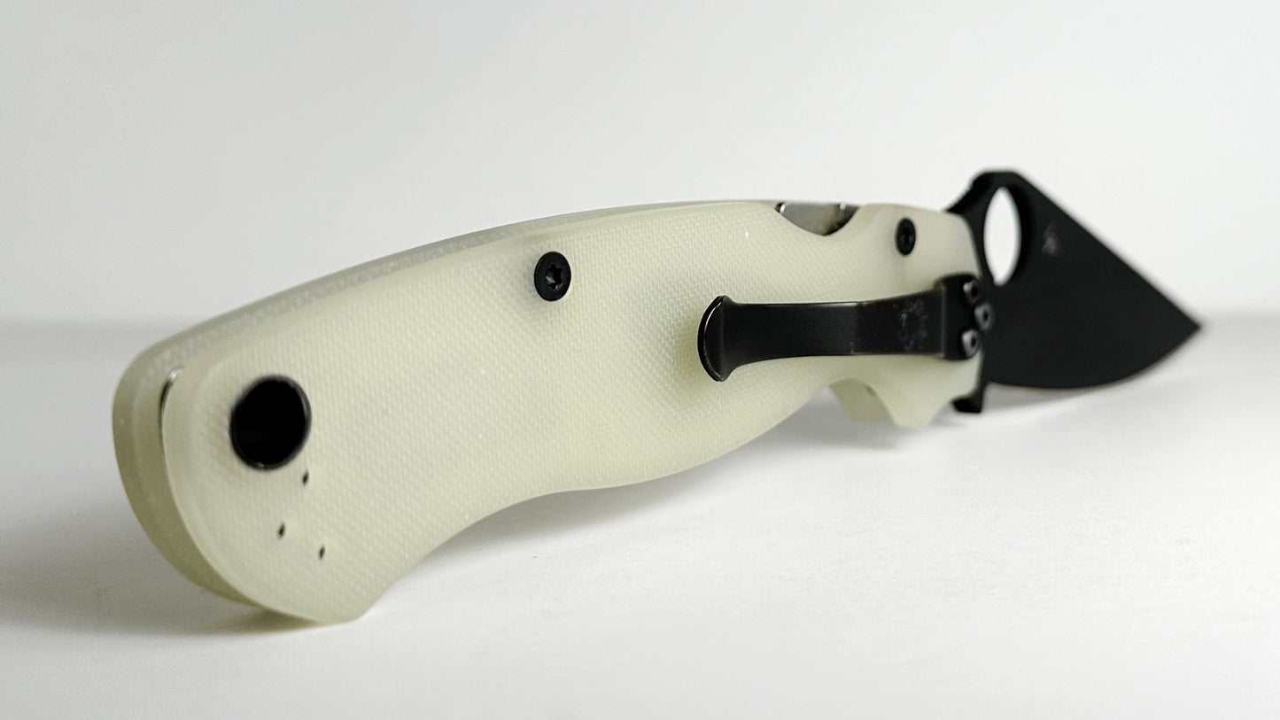Spyderco Paramilitary 2 C81GM4BKP2 Pre-Owned - Black 3.44" CPM-M4 Leaf-Shaped Blade & Natural Jade G-10 Handle Scales - Compression Lock Manual Folder w/ Round Thumb Hole - BHQ Exc. | Made in USA