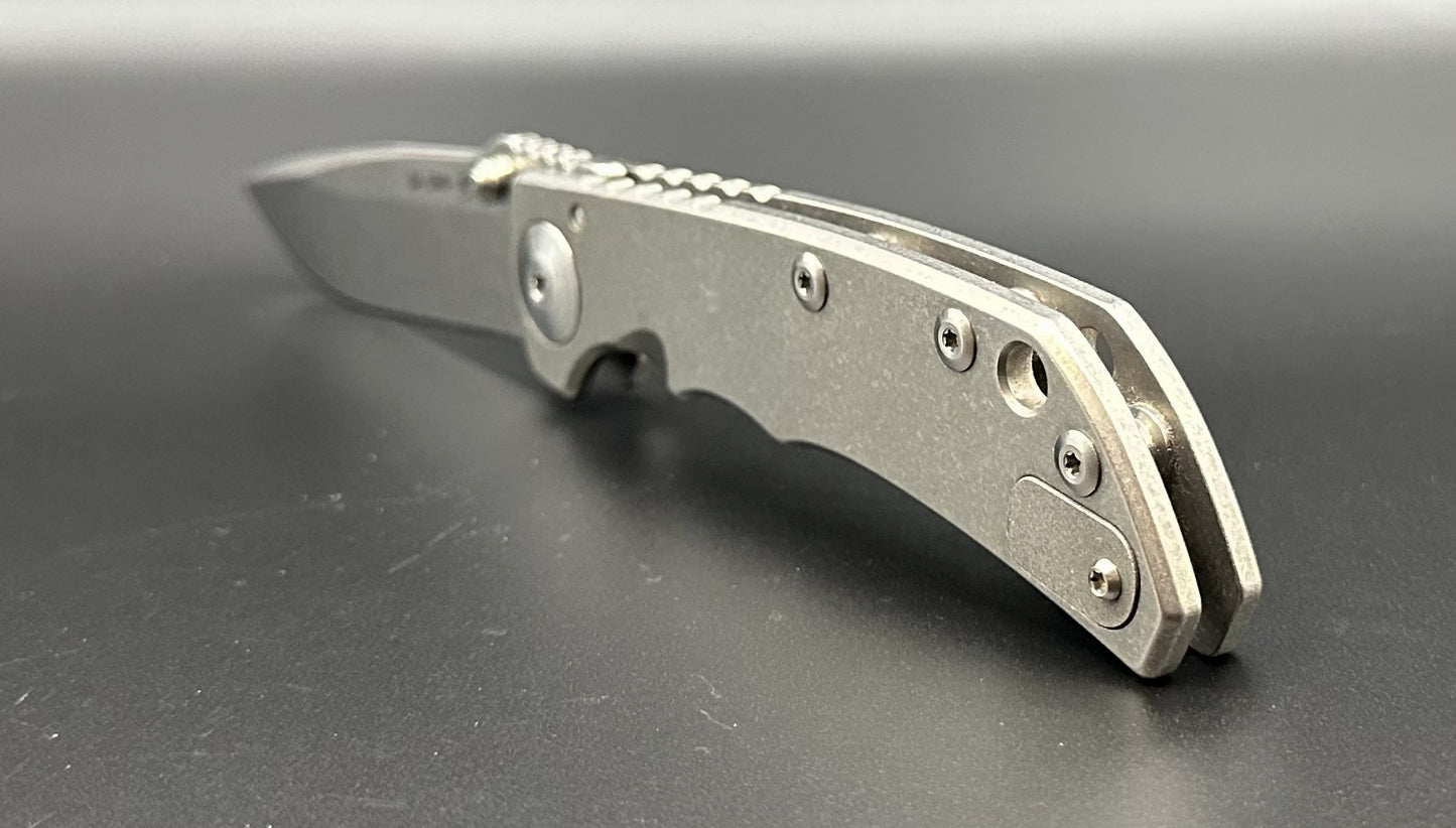 Spartan Blades Harsey SF5SW Pre-Owned - Stonewashed CPM-S35VN Drop Point Blade & Stonewash Titanium Frame Lock Handle w/ Dual Thumb Studs | Made in USA