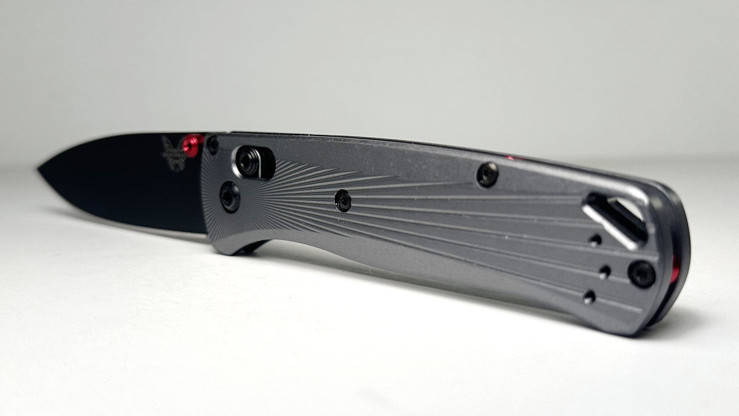 Benchmade Bugout 535BK-4 Pre-Owned First Production - Black Coated 3.24" Bohler M390 Drop Point Blade & Silver Aircraft Aluminum Handle - AXIS Bar Lock Folder | Made in USA