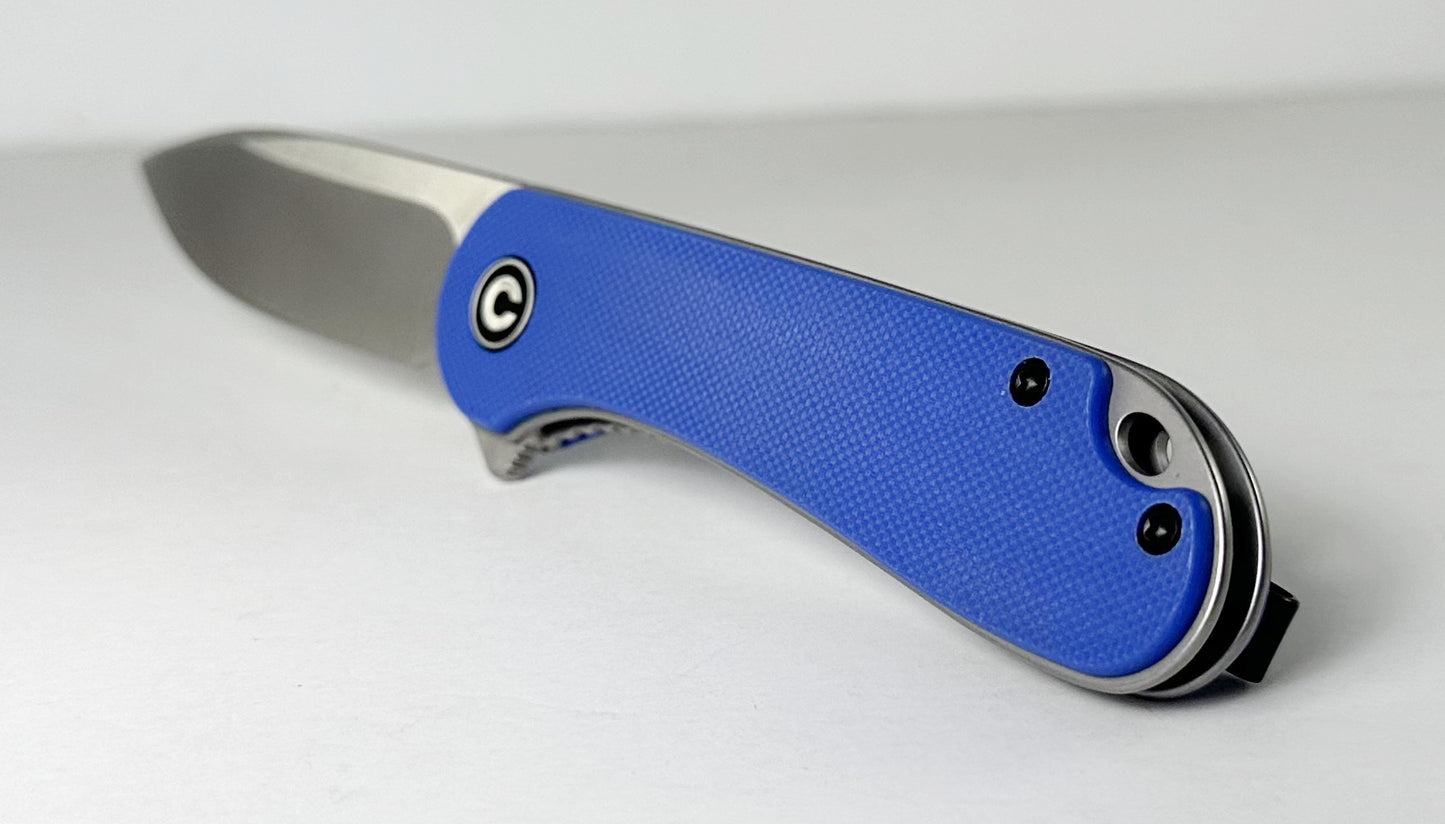 CIVIVI Elementum C907F Pre-Owned - Satin 2.96" CPM-D2 Drop Point Blade & Blue G-10 Handle - Liner Lock w/ Flipper Tab | Made in China