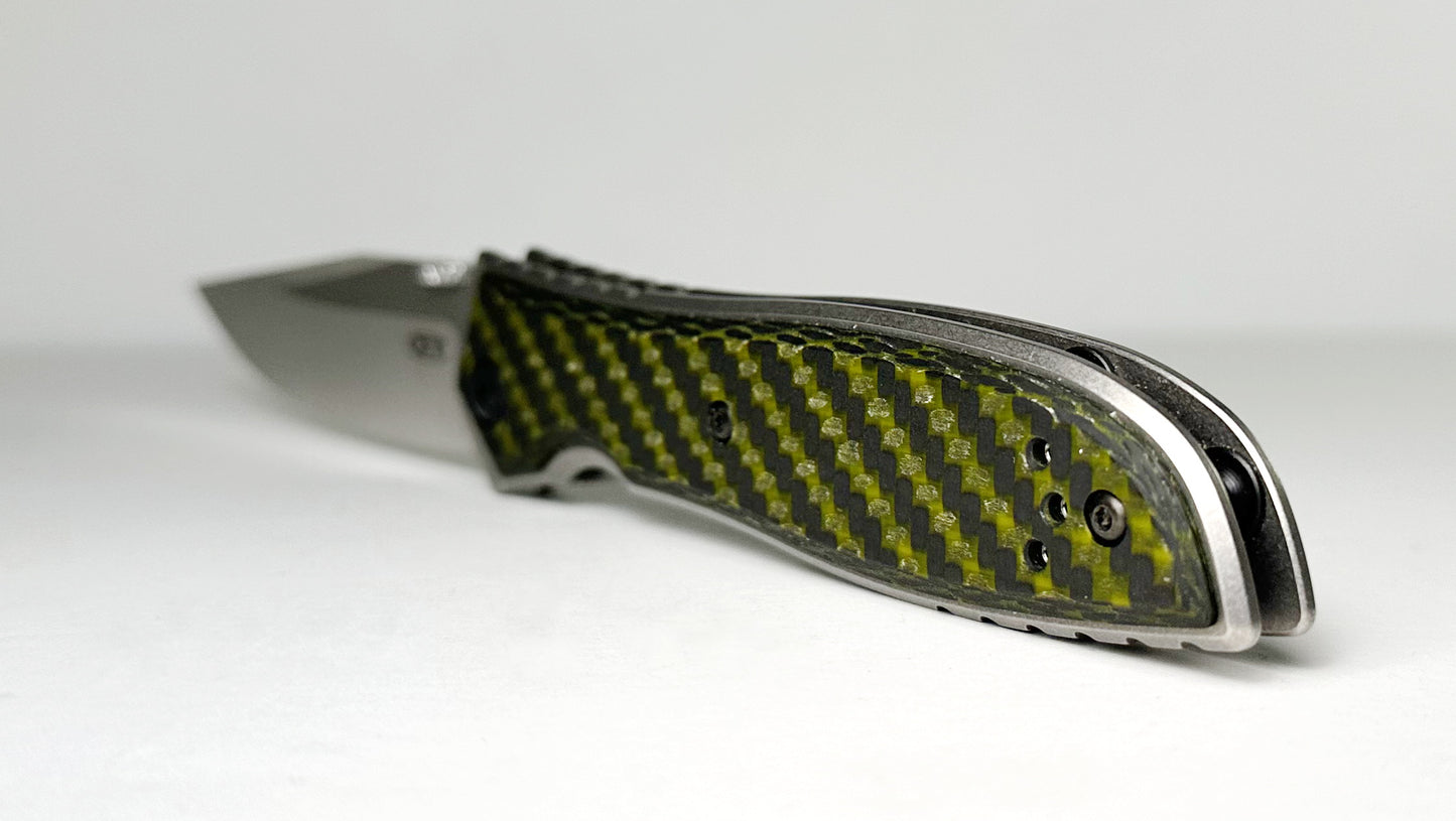 Zero Tolerance | Ernest Emerson 0640 Pre-Owned LNIB - Satin 3.75" CP20CV Drop Point Blade & Titanium Handle w/ Carbon Fiber Overlays - Frame Lock Folder w/ Thumb Disk | Made in USA