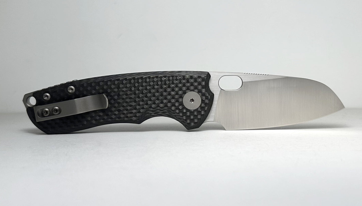 Urban EDC Supply | Jesper Voxnaes F5.5 Folder Pre-Owned - Satin 2.7" Bohler ELMAX Sheepsfoot Blade & Carbon Fiber Handle Scales - Titanium Liner Lock w/ Blade Hole | Made in China