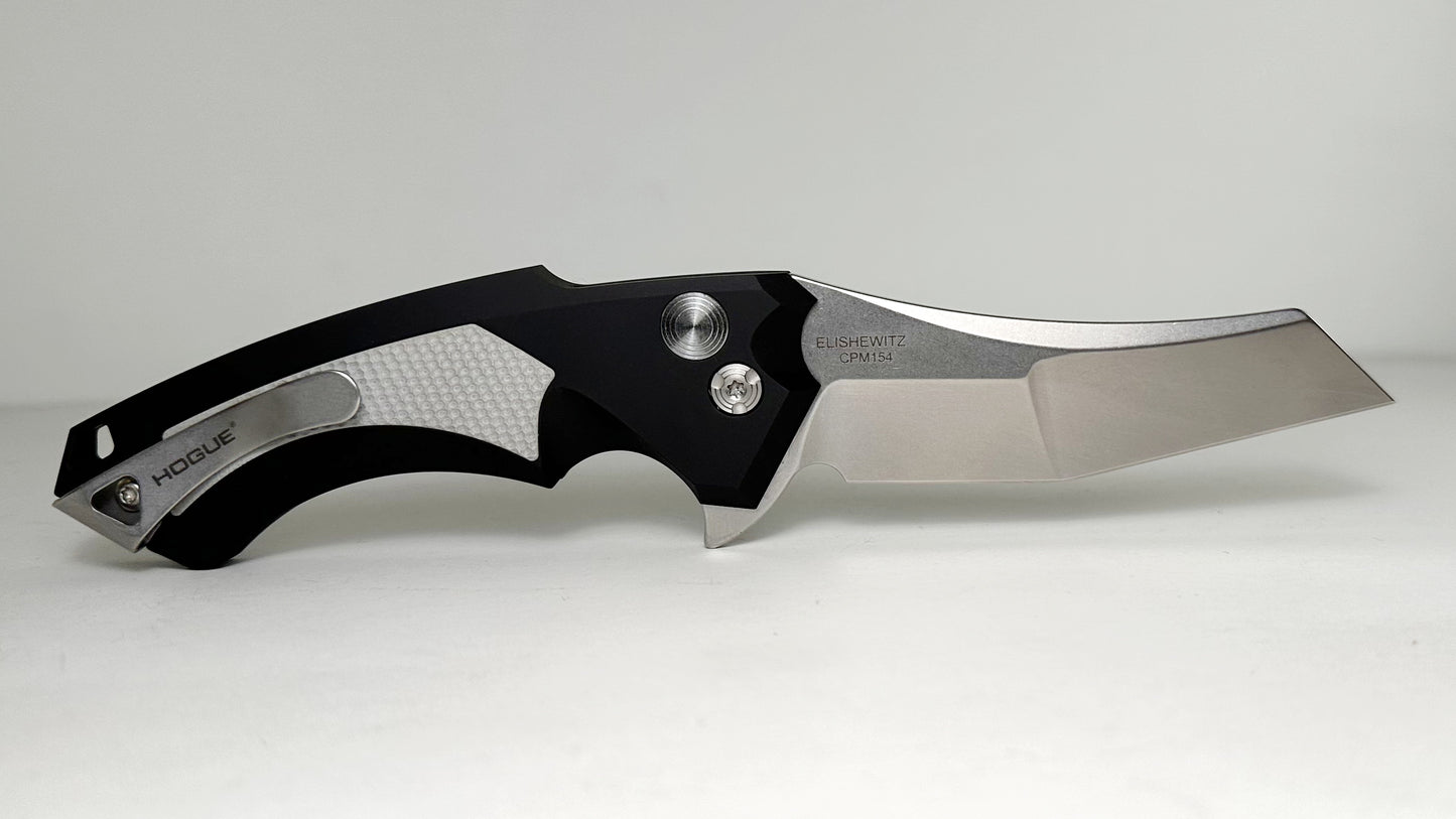 Hogue Knives X5 Manual Flipper Limited Edition 34566-LIM LNIB - Tumbled 3.5" CPM-154 Wharncliffe Blade & Black Aluminum Handle w/ Gray G-10 Inlay - Manual Button Lock Flipper - S/N 24 of 60