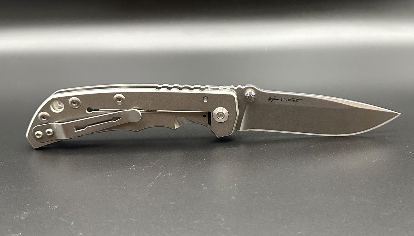 Spartan Blades Harsey SF5SW Pre-Owned - Stonewashed CPM-S35VN Drop Point Blade & Stonewash Titanium Frame Lock Handle w/ Dual Thumb Studs | Made in USA