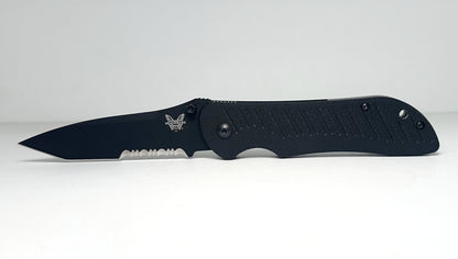 Benchmade Nitrous Stryker 912SBKD2 Pre-Owned Spring Assisted - Black Coated 3.7" CPM-D2 Partially Serrated Tanto Blade & Black G-10 Scales - Dual Thumbstud Spring Action Liner Lock | Made in USA