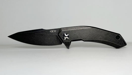 Zero Tolerance 0095BW Flipper Pre-Owned NO BOX - CPM-S35VN 3.6" Black-Washed Harpoon-Style Blade & Titanium Handle - Ti Frame Lock w/ Flipper Tab | Made in USA