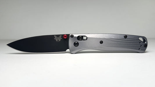 Benchmade Bugout 535BK-4 Pre-Owned First Production - Black Coated 3.24" Bohler M390 Drop Point Blade & Silver Aircraft Aluminum Handle - AXIS Bar Lock Folder | Made in USA