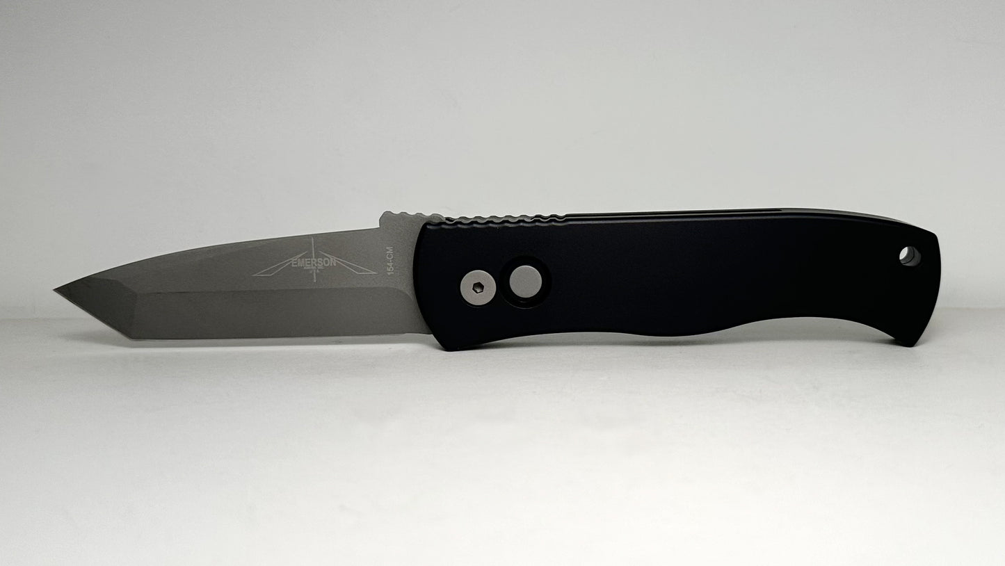 Pro-Tech | Ernest Emerson CQC7 Auto E7T01 Pre-Owned - Bead Blasted 3.25" 154CM Chisel-Ground Tanto Blade & Black Aluminum Handle - Push Button Automatic w/ No Safety | Made in USA