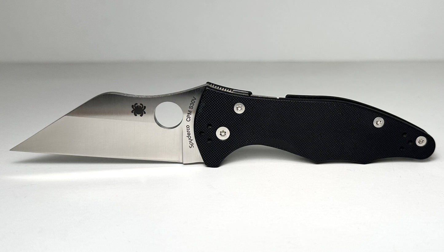 Spyderco Yojimbo 2 C85GP2 Pre-Owned - Satin 3.2" CPM-S30V Wharncliffe Blade & Black G-10 Handle Scales - Compression Lock w/ Round Hole | Made in USA