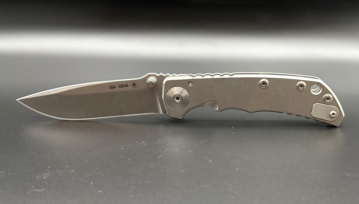Spartan Blades Harsey SF5SW Pre-Owned - Stonewashed CPM-S35VN Drop Point Blade & Stonewash Titanium Frame Lock Handle w/ Dual Thumb Studs | Made in USA