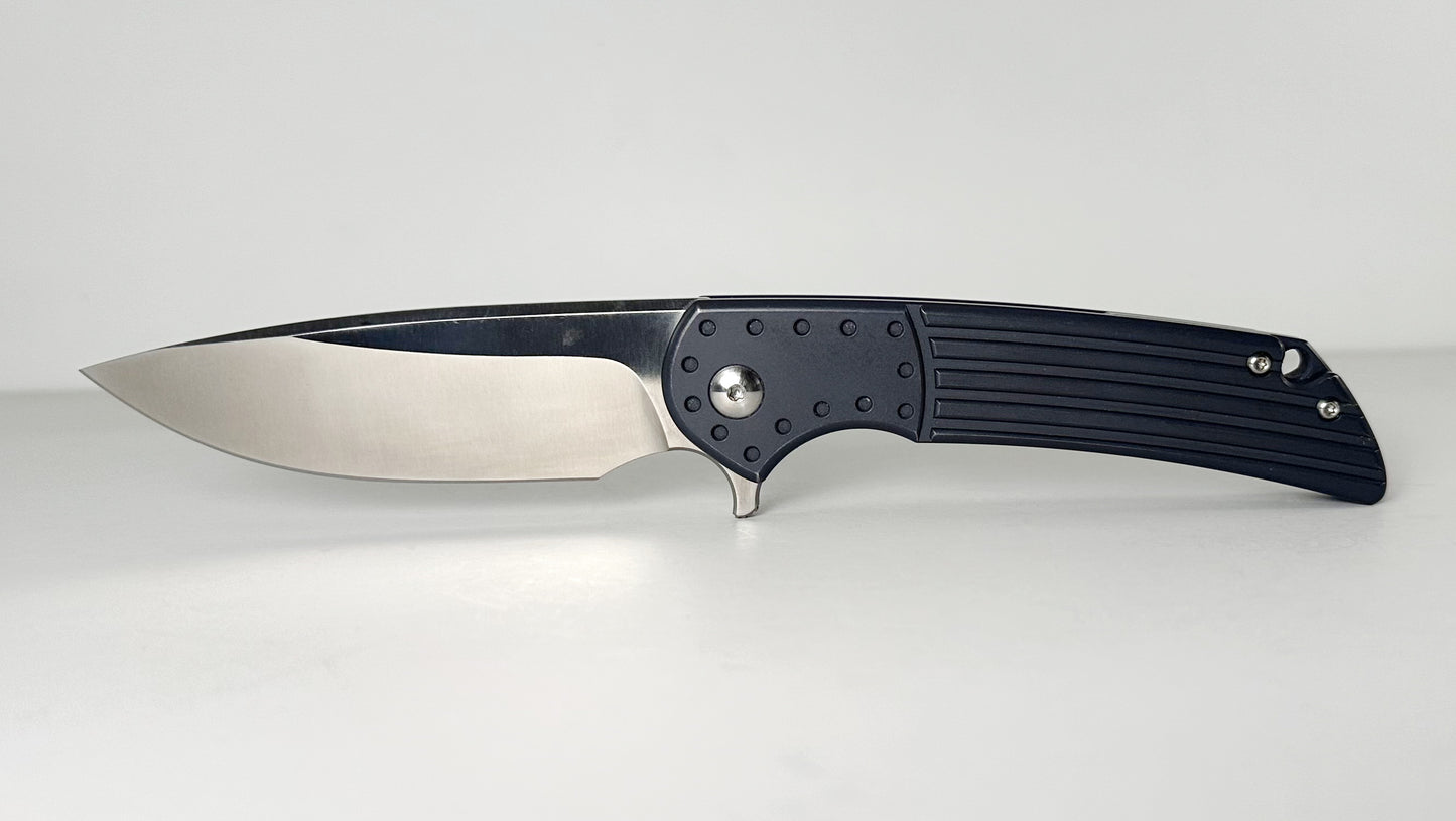 Massdrop DROP x Ferrum Forge Crux MDX-19710-6 #JL0056 Pre-Owned - Satin 3.4" CPM-S35VN Drop Point Blade & Blue Titanium Handle - Ti Frame Lock Flipper | Made in China by WE Knives