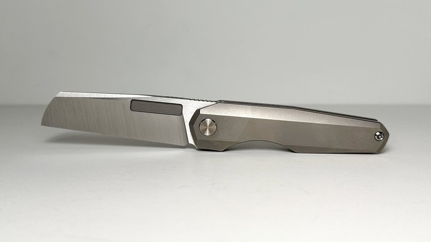 Vero Engineering Neuron Pre-Owned Serialized #004 - Titanium Handle & M390 Sheepsfoot Blade - Non-Locking Double Detent Folder - GITD Scales Included