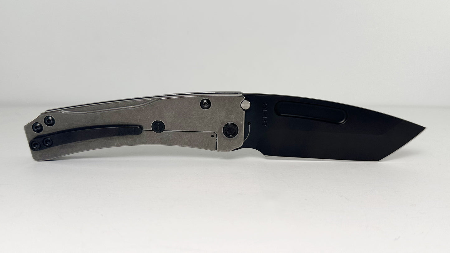 Medford Slim Midi Marauder Pre-Owned - Black PVD 3.7" CPM-S35VN Tanto Blade & Tumbled Titanium Frame Lock Handle - Black PVD Pocket Clip & Hardware | Made in USA