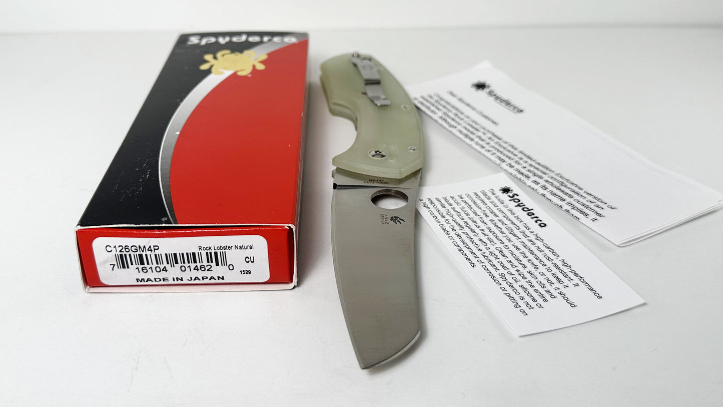 Spyderco Rock Lobster BHQ Exclusive C126GM4P Pre-Owned LNIB - Satin CPM M4 Sheepsfoor Blade & Jade G-10 Handle Scales - Liner Lock w/ 3.75" Blade | Jens Anso | Made in Seki City, Japan