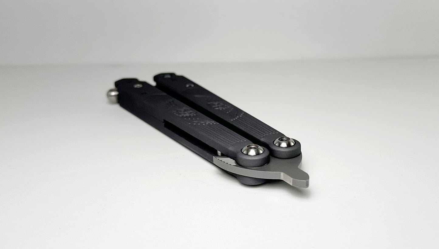 Rob Dalton Wings Bali-Song Pre-Owned Run of 100 NO PACKAGING - Bead Blasted ATS-34 Spear Point Blade & Gray Aluminum Alloy Handles - Locking Ball Latch Lock | Made in USA