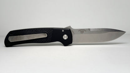 Pro-Tech BT2714 Terzuola ATCF Auto Pre-Owned - Stonewash Magnacut w/ Textured Black G-10 Handle - 3D Titanium Pocket Clip & Mother of Pearl Push Button | Made in USA