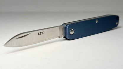 Fallkniven LTC (Legal to Carry) Slip Joint Pre-Owned & USED LTCmb - Satin 3G 2.25" Drop Point Blade & Midnight Blue Aluminum Handle - Wooden Gift Box | Made in Sweden
