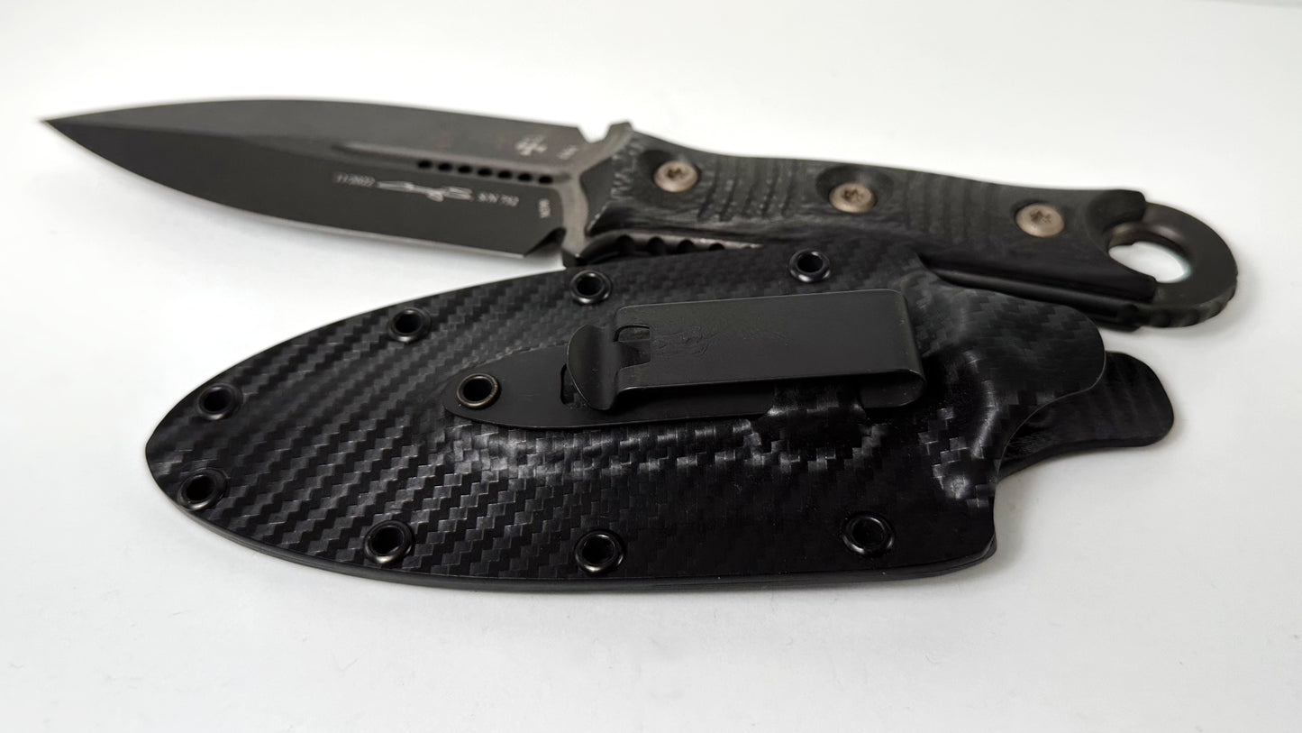 Microtech | Borka SBD Signature Series Fixed Blade Pre-Owned 201-1 DLCCFS - Black DLC M390 Dagger Blade & Carbon Fiber Handle - Kydex Sheath | Made in USA