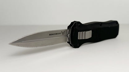 Benchmade Mini-Infidel OTF 3350 Pre-Owned USED - Satin 3.1" CPM-D2 Double Edge Blade & Black Aluminum Handle - D/A Out the Front Automatic | Made in USA