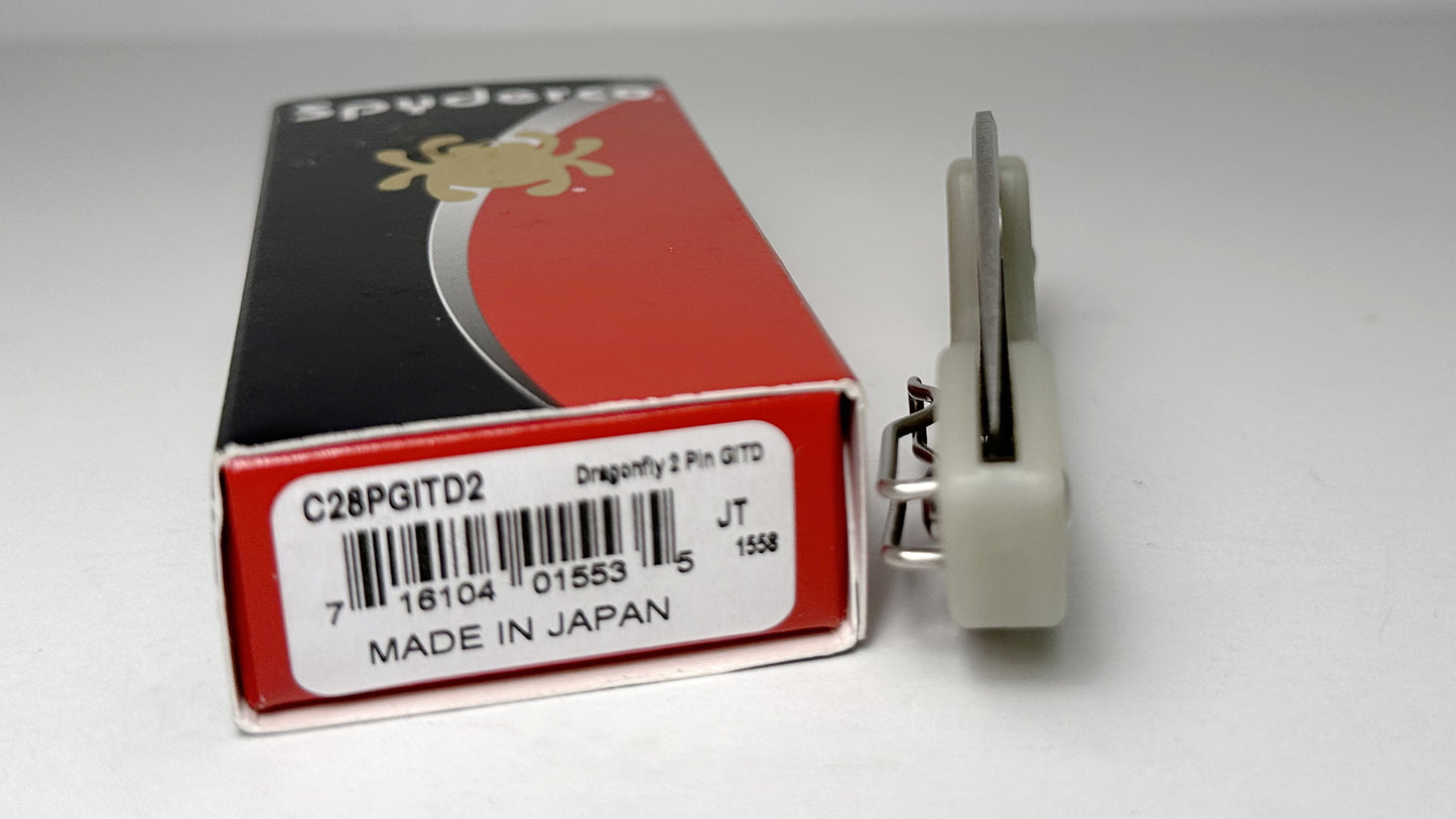 Spyderco Dragonfly 2 C28PGITD2 Pre-Owned Exclusive - Satin VG-10 2.3" Leaf Shaped Blade & Glow in the Dark FRN Handle Scales - Lockback Manual Folder | Made in Seki-City, Japan