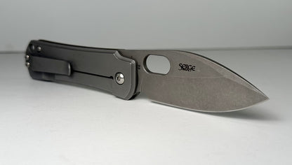 Boker Plus | Serge Panchenko Gust Pre-Owned NO BOX 01BO082 - Stonewash 2.75" CPM-D2 Drop Point Blade & Bronze Finished Stainless Steel Handle - Frame Lock Folder w/ Blade Hole | Made in China