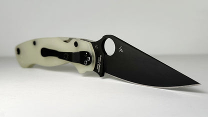 Spyderco Paramilitary 2 C81GM4BKP2 Pre-Owned - Black 3.44" CPM-M4 Leaf-Shaped Blade & Natural Jade G-10 Handle Scales - Compression Lock Manual Folder w/ Round Thumb Hole - BHQ Exc. | Made in USA