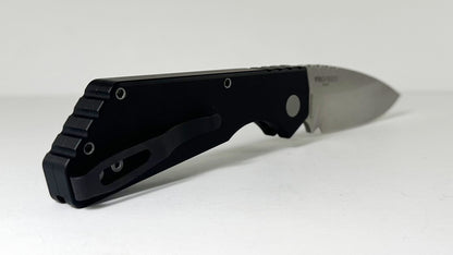 Pro-Tech | Mick Strider PT+ Auto PT201 Pre-Owned - Stonewash 3.05" CPM Magnacut Drop Point Blade & Smooth Black 6061-T6 Aluminum Handle - Push Button Automatic | Made in USA