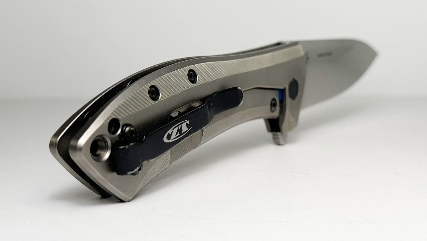 Zero Tolerance | Todd Rexford 0801TI Pre-Owned - Stonewash 3.5" CPM-S35VN Drop Point Blade & 3D Machined Titanium Handle - Frame Lock Folder w/ Flipper Tab | Made in USA