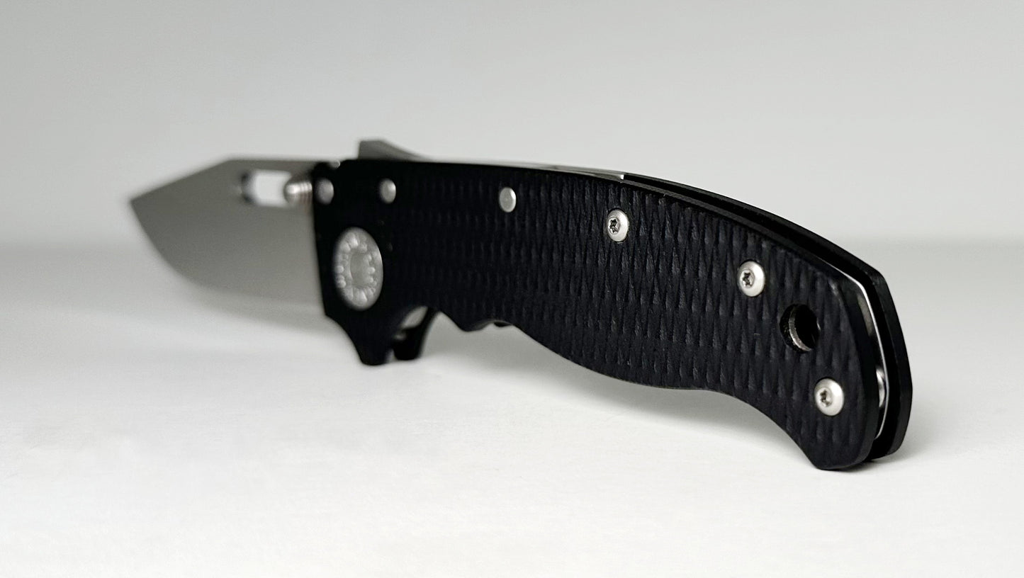 Demko AD 20.5 Pre-Owned - Stonewash 3.2" CPM-S35VN Clip Point Blade & Black G-10 Handle Scales - Shark Lock Folder w/ Dual Thumb Studs | Made in Taiwan