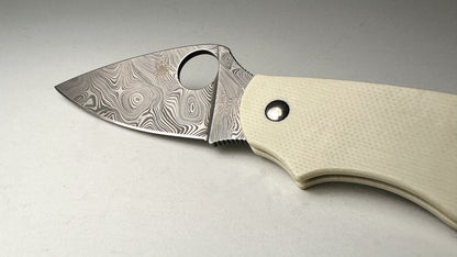 Spyderco Sprint Run Urban C127GPIVD Pre-Owned LNIB - Damasteel DS93X Leaf Shaped Blade & Ivory G-10 Handle Scales - Non-Locking SlipIt Slip Joint w/ 2.44" Blade | Made in Italy