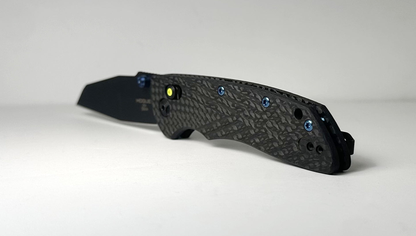 Hogue Deka Collector Series 24298-LIM Pre-Owned - Black CPM-20CV Wharncliffe Blade & Carbon Fiber Handle w/ Green Tritium Bar Lock & Blue Ti Hardware - ABLE Lock w/ Sual Studs | Made in USA